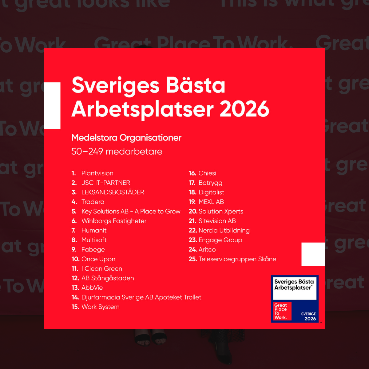 Läs mer om artikeln Engage Group ranked as one of Sweden’s best workplaces 2026